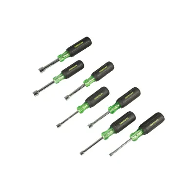 Magnetic nutdriver 7 piece set.  Rare earth magnetic tips for a strong hold on nuts and bolts. Color-coded handles and labeled shafts for easy part identification. Hollow shafts pr...
