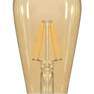 LED Filament, Designation: 6.5W ST19 Filament LED - Medium Base - Transparent Amber - 2300K - 120V