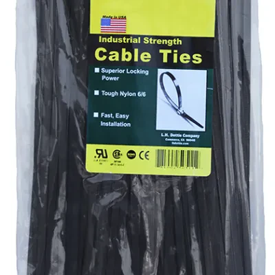 Standard Duty Cable Ties, 0.14 in. width, 5.54 in. length, 0.049 in. thickness, 1.437 in. bundle diameter, Nylon material, UV Black, 40 lb. tensile strength