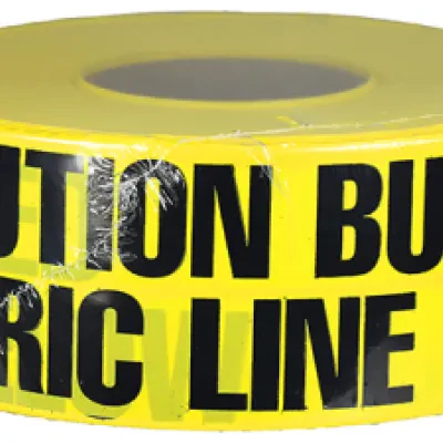 Underground Tape, Non-Adhesive, Yellow, 1000 ft. length, Non-Adhesive Polyethylene material, "Caution Buried Electric Line Below" legend, 4 mil. thickness, 3 in. width