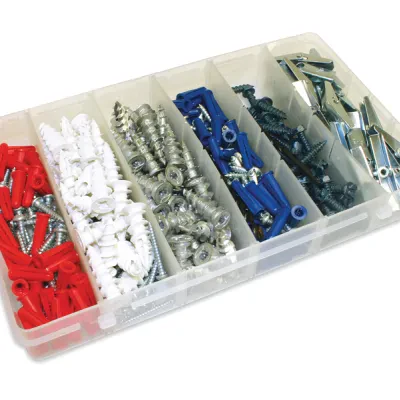 Ultimate Anchor Kit 1, 362 pieces, Plastic Red Anchors, Pan Head Tapping Screws, Masonry Bit, Plastic Self-Drilling Wall Anchors, Pan Head Tap Screws, Zinc Alloy Self-Drill Wall An...