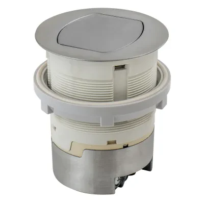 Hubbell Wiring Device Kellems, Residential Wiring Products, KitchenCenter Recepacle Kit, 15A 125V, 2-Pole 3-Wire Grounding, 5-15R, FlushMount, Aluminum