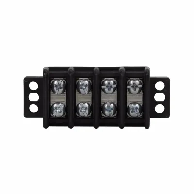 Double Row Terminal Block, 30A, Black, Six-pole, -40 to 130 Degrees C, Breakdown voltage 7500V, Barrier, 600V, Molded thermoplastic base, tin-plated brass terminal, zinc-plated ste...