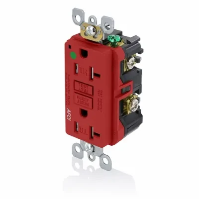 20 Amp. 125 Volt. 20 Amp Feed-Through. Hospital Grade. Tamper-Resistant. AFCI Receptacle. Monochromatic. Back and side wired. Nylon wallplate included. Screws and self grounding cl...