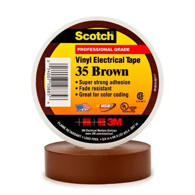 Scotch® Vinyl Color Coding Electrical Tape 35 is a 7 mil thick, premium grade, color coded electrical tape. This flame retardant tape is suitable for use in phase identification, c...