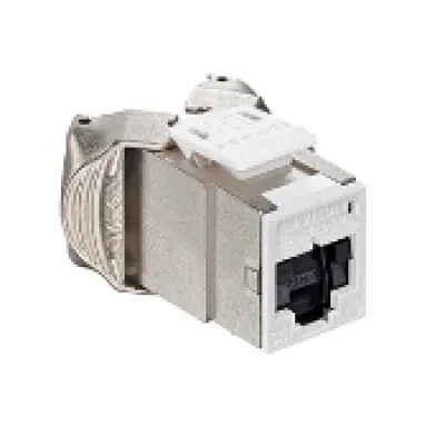 Atlas-X1 Cat 6A Shielded QuickPort Connector with Shutters, Component-Rated, White