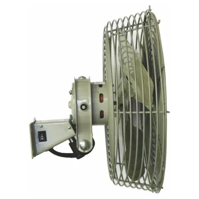 Low Velocity Navy Style Workstation Fan, Size- 12 IN, Flow Rate- 930/1540 CFM, 0.6 AMP, Fan Speed- 750/1350 RPM, Wall, Ceiling, Bench Mounting, Metal Housing, Gray Powder Coated Fi...