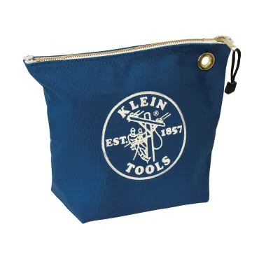 Zipper Bag, Canvas Consumables Tool Pouch, Blue, Brass grommet on tool pouch easily attaches to tool belt or clip