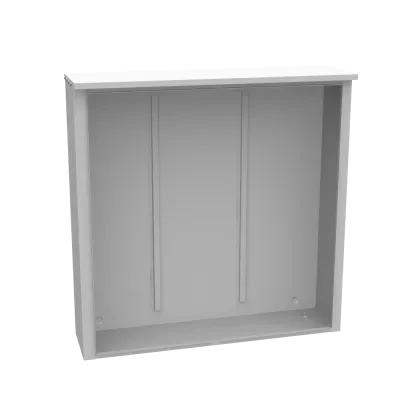 48X12X48 Hinge Cover Type 3R UL Listed Steel No Knockouts  ANSI 61 Gray Back Stiffeners Continuous Hinge Double Doors Handle on Left Padlocking 3PT Handle Drip Shield