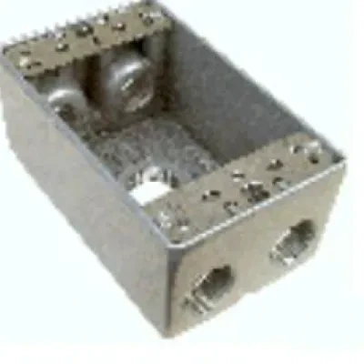 TEDDICO, Outlet Box, Single Gang, Weatherproof, Number Of Outlet: 5 Threaded, Material: Die Cast Metal, Size: 4-9/16 X 2-13/16 X 2 IN, Color: Grey, Construction: Rugged, Seamless,...