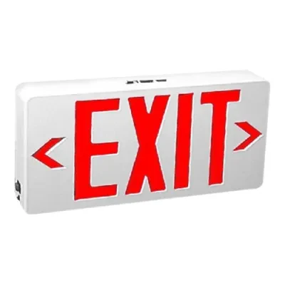 LED Compact Polycarbonate Exit Sign Red Exit Sign Universal AC Only White Housing 2.4W