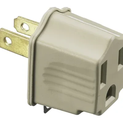 Hubbell Wiring Device Kellems, Adapters, Residential Grade, 15A 125V 2-Pole 2-Wire Non-Grounding Male to 15A 125V 2-Pole 3-Wire GroundingFemale, Gray