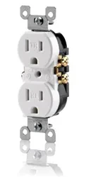 15 Amp, 125 Volt, Tamper Resistant, Duplex Receptacle, Residential Grade, Grounding, White