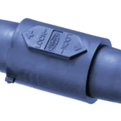 Hubbell Wiring Device Kellems, Heavy Duty Products, Single Pole Devices,Industrial Grade, Double Female, Coupler, 400A 250V DC/600V AC, SingleConductor, Pre-Wired, Blue