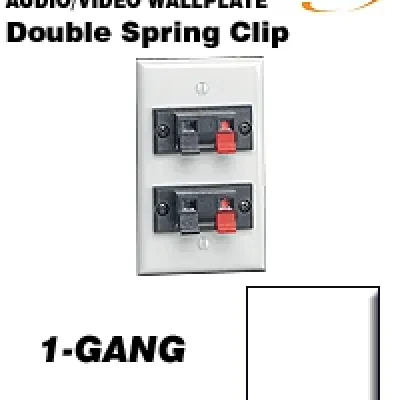 1-Gang Double Spring Clip Device Audio/Video Wallplate, Standard Size, Polymer Break Resistant, Box Mount, White