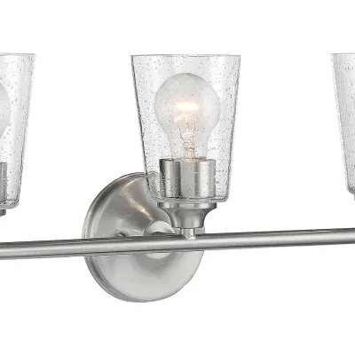 Bransel 3-Light Vanity Fixture - Brushed Nickel Finish with Clear Seeded Glass