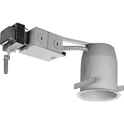 For use in existing ceilings. Integral flange on housing and exclusive locking bars permit quick mounting on ceilings from 1/2 in to 1 in thick. UL and CUL listed for damp location...