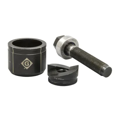 Unique punch profile splits slugs allowing for easy slug removal.  Knurled edge for better grip.  Laser markings for quick part identification.  Alignment markings for improved acc...