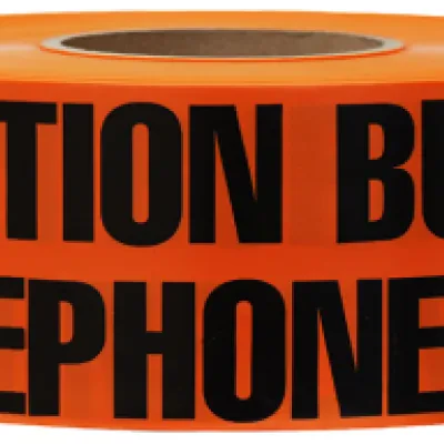 Underground Tape, Non-Adhesive, Orange, 1000 ft. length, Non-Adhesive Polyethylene material, "Caution Buried Telephone Line Below" legend, 4 mil. thickness, 3 in. width