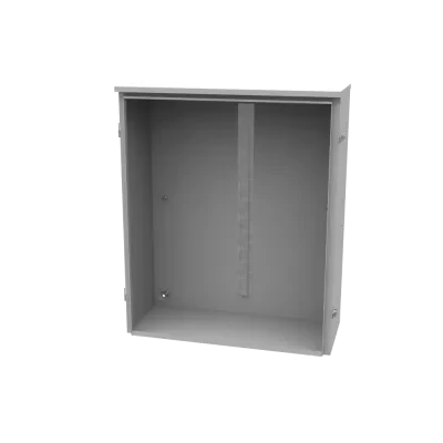 36x12x30 Hinge Cover Type 3R UL Listed Steel No Knockouts ANSI 61 Gray Back Panel Weld Studs Drip Shield Emboss Mounting Holes in Back Padlocking Draw Latch