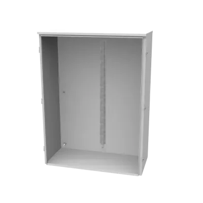 48x16x36 Hinge Cover Type 3R UL Listed Steel No Knockouts ANSI 61 Gray Back Panel Weld Studs Drip Shield Emboss Mounting Holes in Back Padlocking Draw Latch Quad D Knockout for Loc...