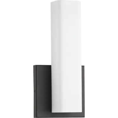Beam LED vanity and sconces feature a squared, tubular opal glass diffuser paired with a simple, modern metal canopy. An integrated LED source provides a variety of energy and cost...