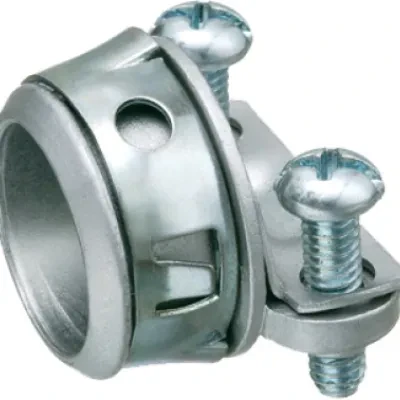 NM cable connector zinc die-cast. 2 screw clamp type. Handles combinations of NM cable from #14 to #10. Up to 3 NM cables at one time. Snap tight.