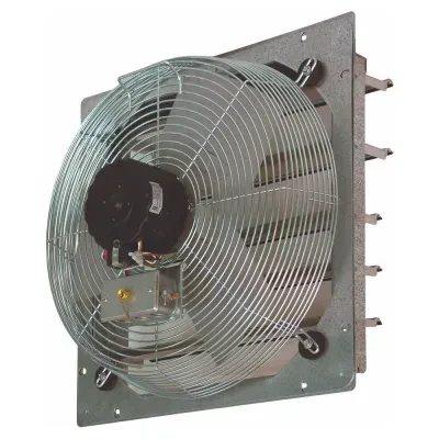 24 IN Direct Drive Exhaust Fan, Flow Rate- 2770/3400 CFM, 120 V, 1 PH, 2.5 AMP, Fan Speed- 1070/1140 RPM, Shutter, Wall mounting, AC Motor, Steel (Guard) housing material, Aluminum...
