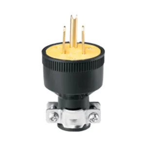 Eaton straight blade plug , #18-10 AWG, 15A, Commercial, 125V, Back wire, Black, Brass, Thermoplastic, 5-15P, Two-pole, three-wire, grounding, Screw, Thermoplastic rubber, ED Box