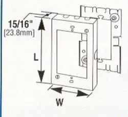 For extensions from existing flush switch and receptacle boxes. Larger gang boxes available by special order. Single-gang: 4 5/8" L x 2 7/8" W (117mm x 73mm). Ivory