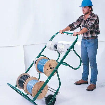 Large capacity, excellent for storing, transporting or feeding wire.     Save space, use and store vertically or horizontally.     Five (5) strong reel axleswith spring clip retain...