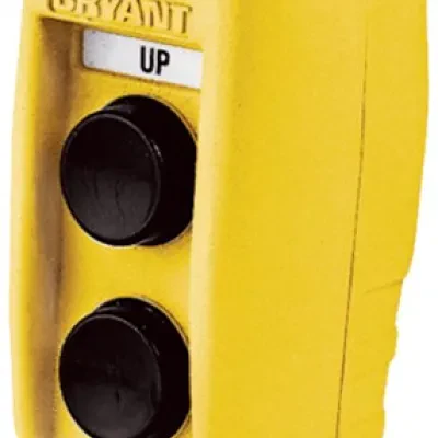Switches and Lighting Controls, Industrial Grade, Pendant Controls, Two Button Compact Version, Single Speed Normally Open, Pilot Duty, 240V ,Terminal Screws, Yellow