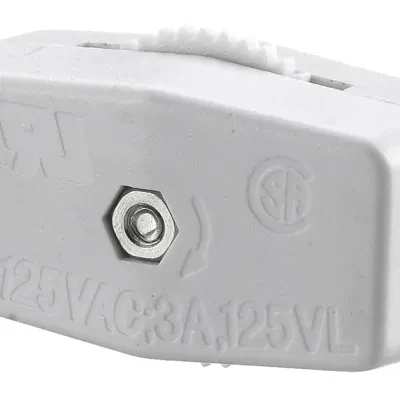 Hubbell Wiring Device Kellems, TradeSelect, Inline Cord Switch, HeavyDuty, 6A 125V, White