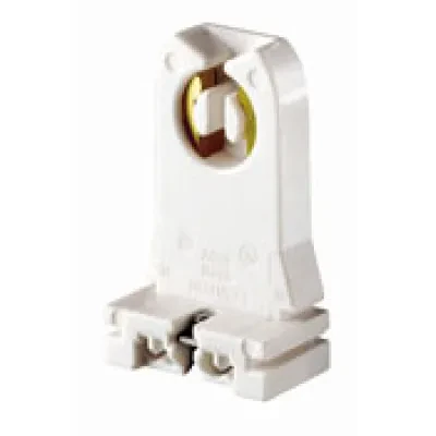 Medium Base, Bi-Pin, Standard Fluorescent Lampholder, Tall Profile, Slide-On, Turn-Type, Captive Nut Screws Packed Bulk, Quick-Connect 18AWG Solid or Str. Tinned - White Captive Nu...