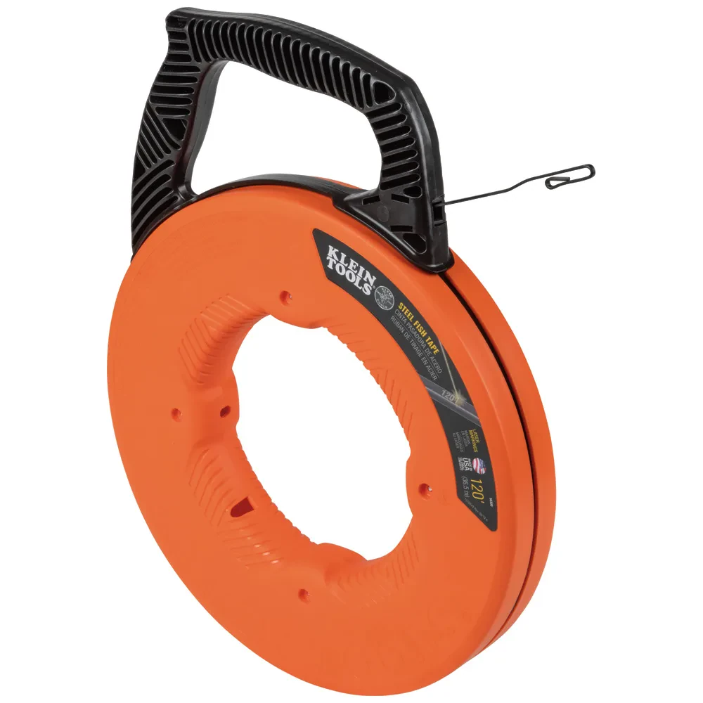 Steel Fish Tape, 1/8-Inch x 120-Foot, Durable, high-carbon strength 1/8-Inch wide steel fish tapes are firm yet flexible for long runs and large wire pulls