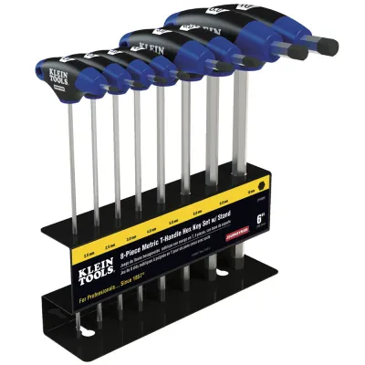 Hex Key Set, Metric, Journeyman™ T-Handle, 9-Inch with Stand, 8-Piece, T-Handle design delivers more torque to the fasteners