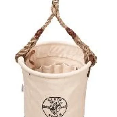 Heavy-Duty Tapered Wall Bucket 15 Pocket, Web handle extends down the sides of the bucket for added strength