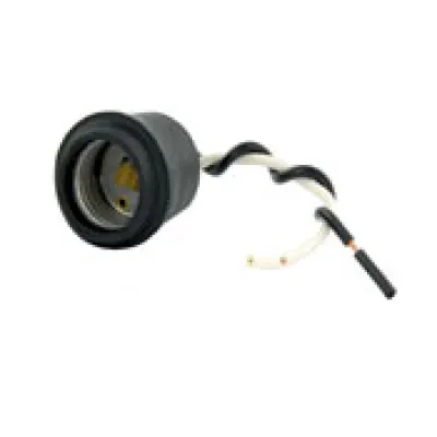 Incandescent Lampholder, Medium Base, Single Circuit, 660W-250V, Black Rubber, With Shoulder For Clamp Type Shade