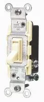 15 Amp, 120 Volt, Toggle Framed 3-Way AC Quiet Switch, Residential Grade, Grounding, Quickwire Push-In & Side Wired, Ivory