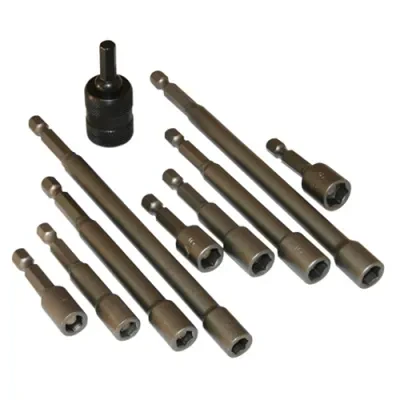Magnetic Bit Holder and Nut Setter Kit, 10 pieces, Hex shank shape, Steel holder material, 1/4 in. (Magnetic Nut Setter), 1/4 in. (Magnetic Nut Setter), 1/4 in. (Magnetic Nut Sette...