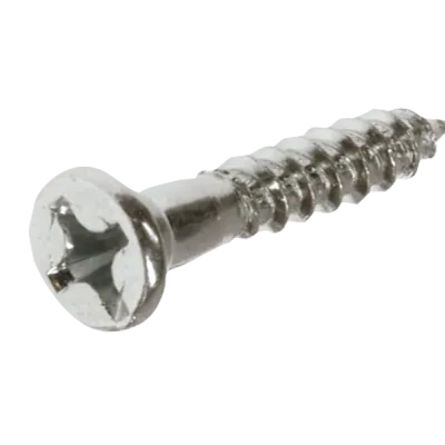 Wood Screw, Stainless Steel material, #6 Size, 2 in. length, Flat head, Phillips drive type, 100 per pack, 18-8 grade