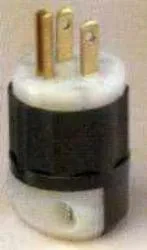 15 Amp, 125 Volt, Industrial Grade, Plug, Straight Blade, Grounding, Black-White