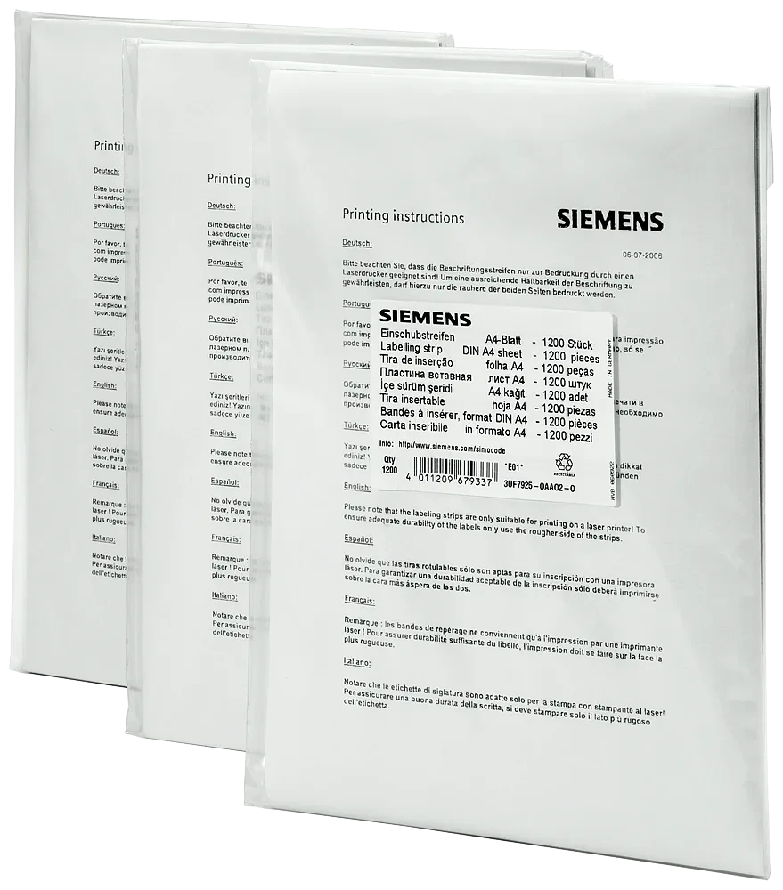 Siemens Industry, Inc. 3UF7925-0AA01-0 Multipurpose Labels product image