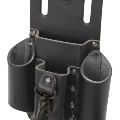Four compact pocket areas designed for easy storage and tool access.  Washer rivets for extra strength.  Metal tool clip.  Tapered compartments for tool stability.  Tape chain incl...