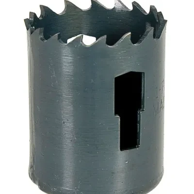 Bi-Metal Hole Saw, Actual Hole Size 1-1/8" (28.6 mm).  Cut through steel, tin, aluminum, fiberglass, wood and plastic.  Deep 1-5/8" (41.3 mm) cutting depth allows for cutting throu...