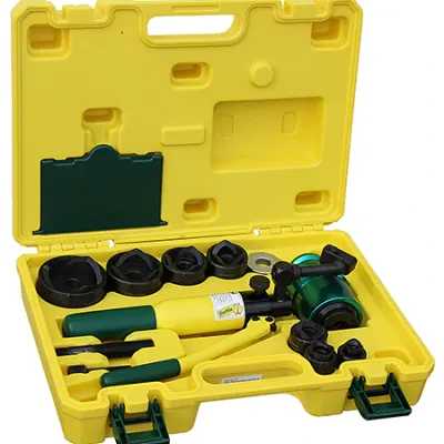 Hydraulic Punch Kit, 13 Piece Size, Aluminum material, 1/2 to 2-1/2 in. conduit size, includes (1) 1/2" Die Spacer Ultra Heavy Duty Carrying Case and (7) Die Sets: Sizes - 7/8", 1-...