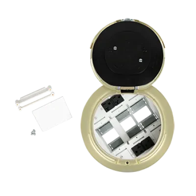 Recessed Prewired Flush Style Poke-Thru Assembly. Designed for retrofit and new construction, Evolution Series 8in Recessed Poke-Thru devices provide convenient access to power, co...