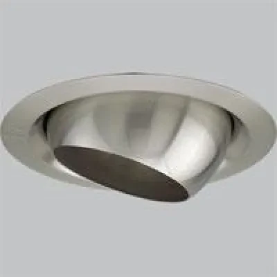 6 in Eyeball Trim in Brushed Nickel finish. For insulated ceilings. Rotates 358, tilts 30 max. 7-3/4 in outside diameter.