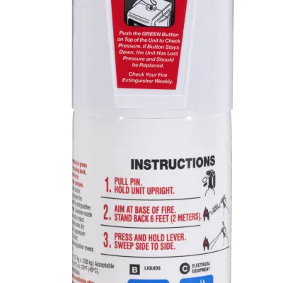 For kitchen use. Fights oil, gasoline and electrical fires around all vehicles.