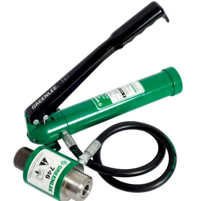 Lightweight and portable, for use with Greenlee Punch Drivers.     Versatile, operates in any position.     Single speed.     Rugged steel pump body reservoir with cast aluminum ha...